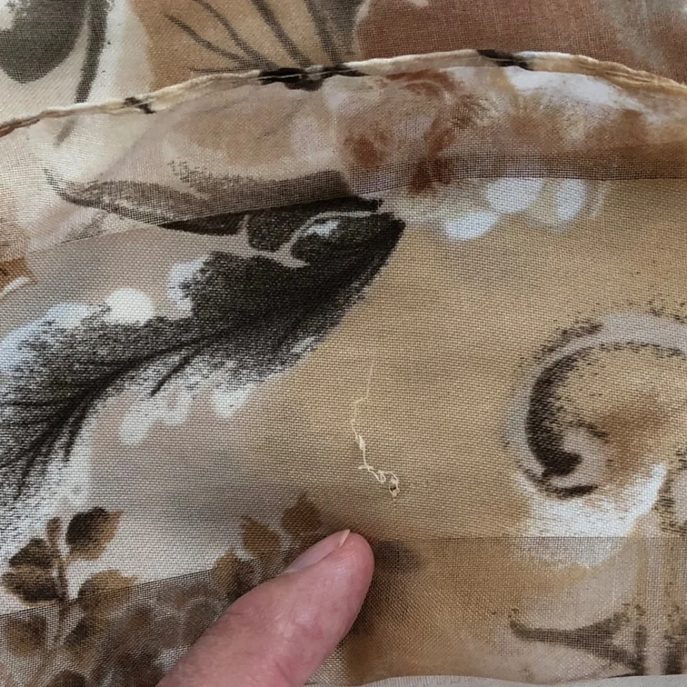 Vintage Oblong Brown, Tan & Cream Floral Scarf